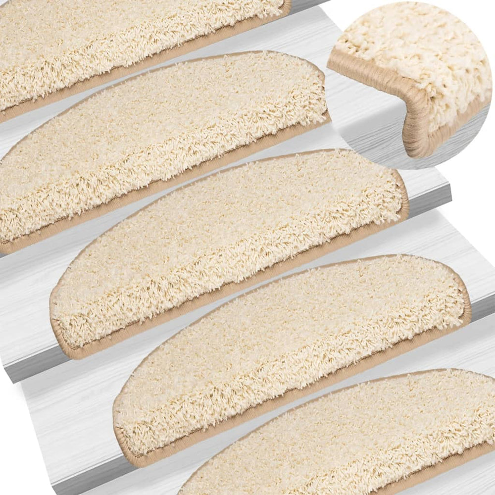 vidaXL Stair Mats 10 pcs. 65x21x4 cm Cream Semi-Circular Large