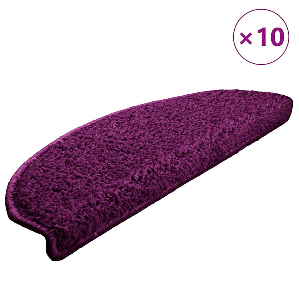 vidaXL Stair Mats 10 pcs. 65x21x4 cm Violet Half Round Large