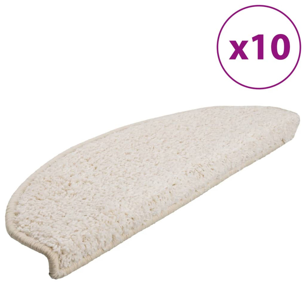 vidaXL Step Mats 10 pcs. 65x21x4 cm White Semicircular Large