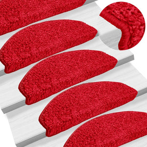 vidaXL Stair Mats 10 pcs. 65x21x4 cm Red Semi-Circular Large