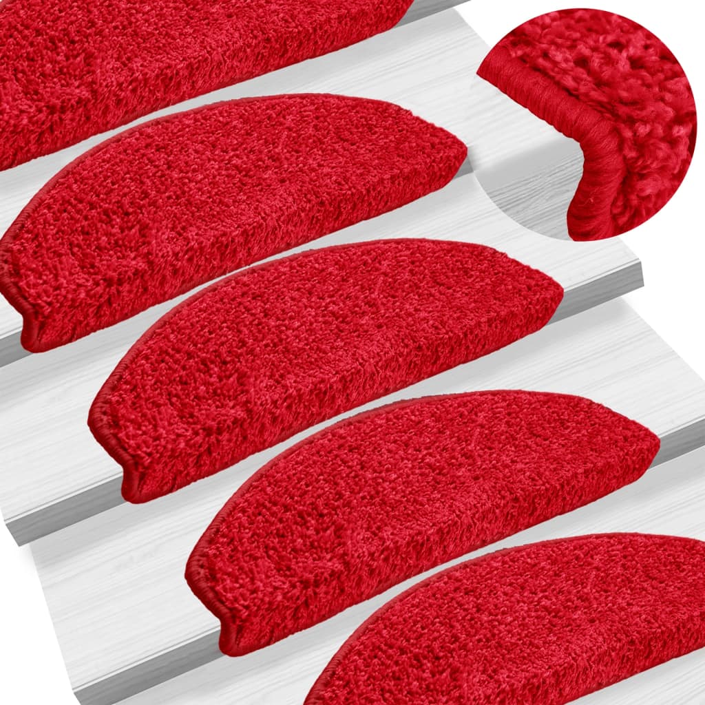 vidaXL Stair Mats 10 pcs. 65x21x4 cm Red Semi-Circular Large