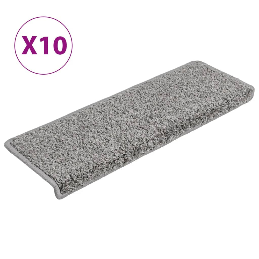 vidaXL Stair Mats 10 pcs. 65x21x4 cm Grey Rectangular Edge