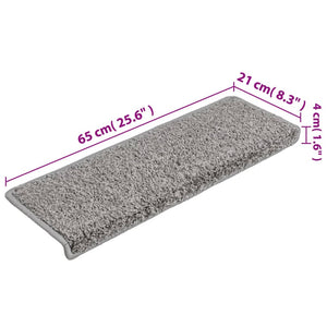 vidaXL Stair Mats 10 pcs. 65x21x4 cm Grey Rectangular Edge
