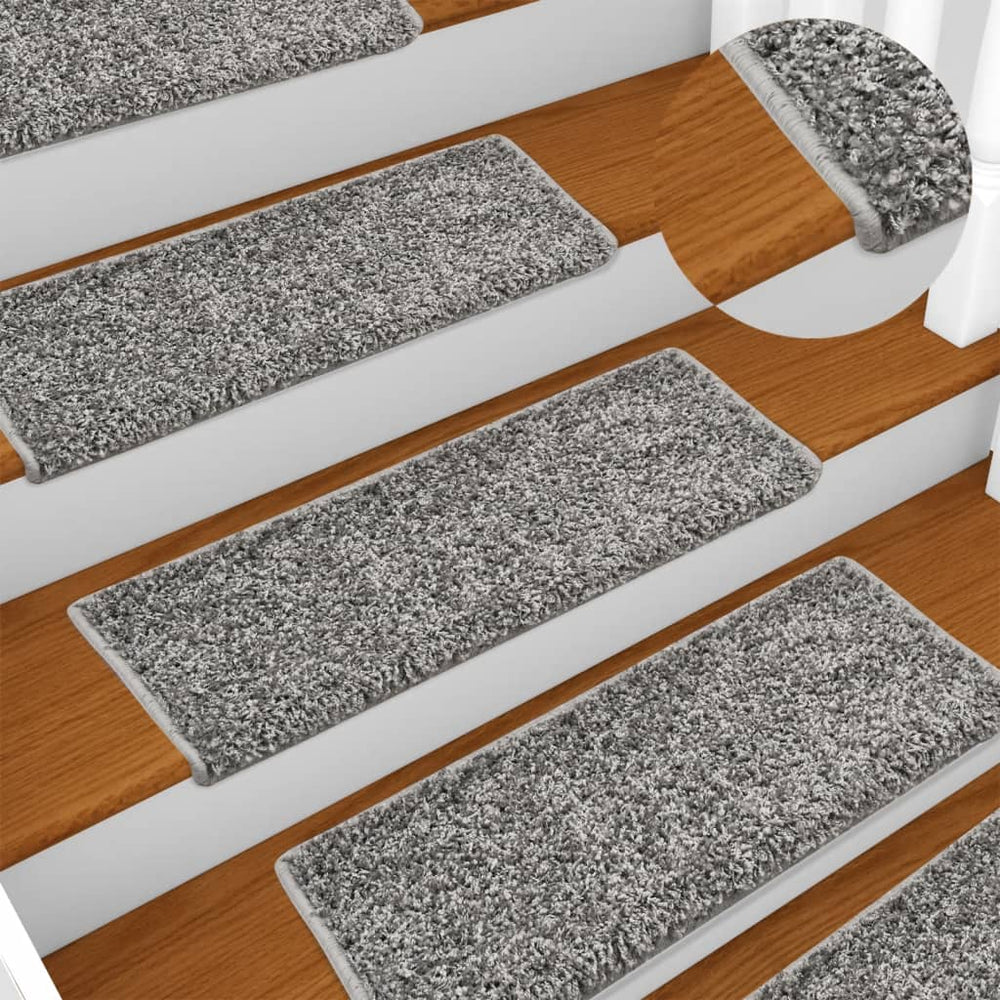 vidaXL Stair Mats 10 pcs. 65x21x4 cm Grey Rectangular Edge