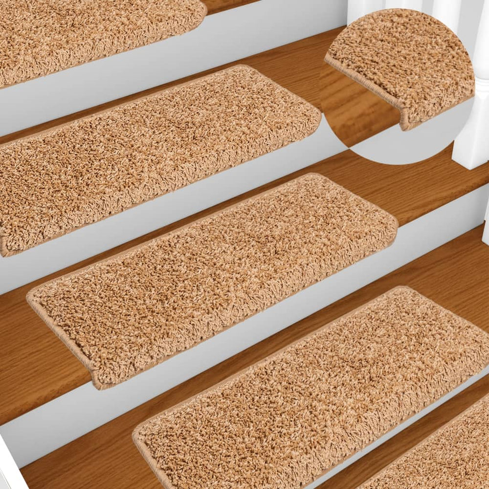 vidaXL Stair Mats 10 pcs. 65x21x4 cm Beige Rectangular Edge