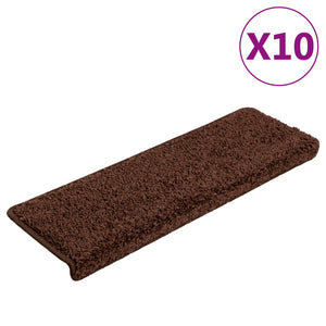 vidaXL Stair Mats 10 pcs. 65x21x4 cm Brown Rectangular Edge