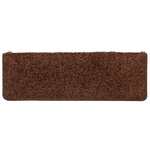 vidaXL Stair Mats 10 pcs. 65x21x4 cm Brown Rectangular Edge