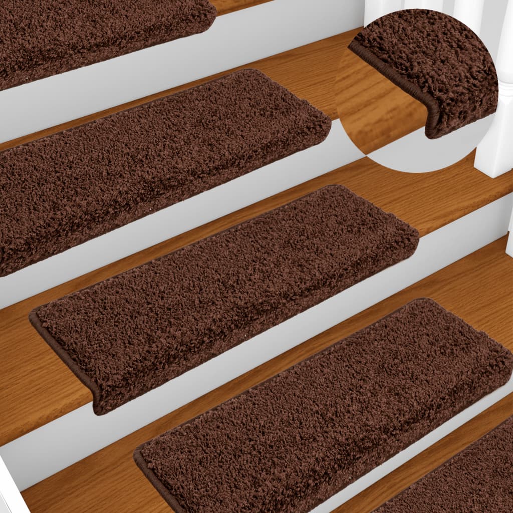 vidaXL Stair Mats 10 pcs. 65x21x4 cm Brown Rectangular Edge