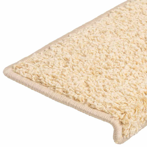 vidaXL Stair Mats 10 pcs. 65x21x4 cm Cream Rectangular Edge