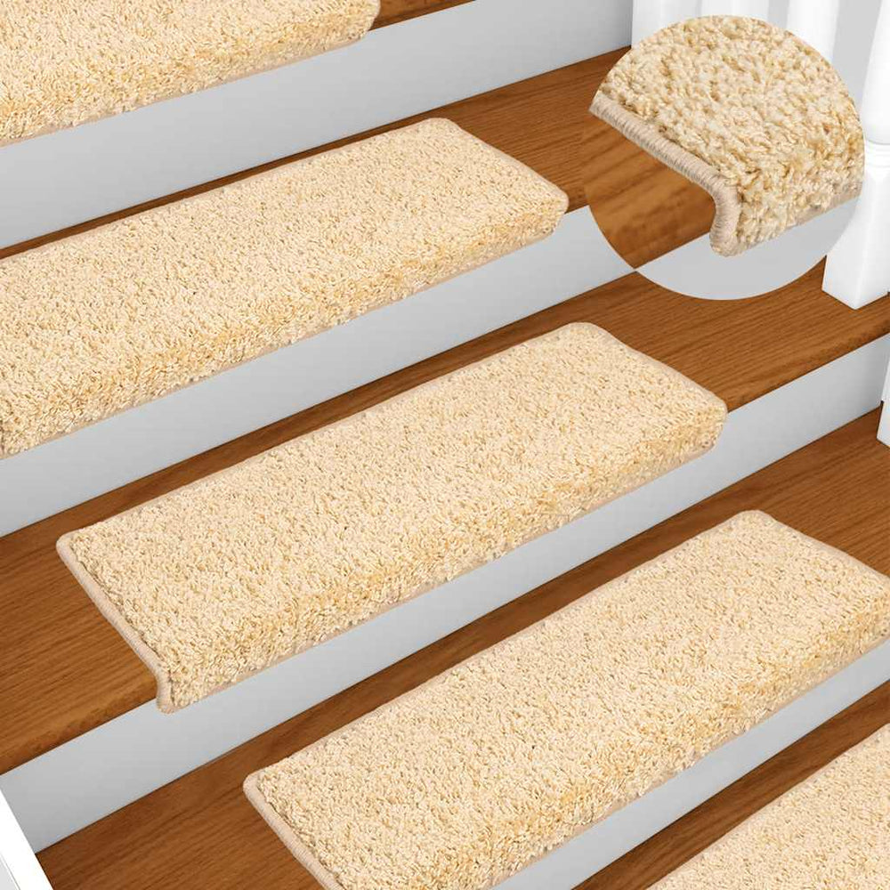 vidaXL Stair Mats 10 pcs. 65x21x4 cm Cream Rectangular Edge