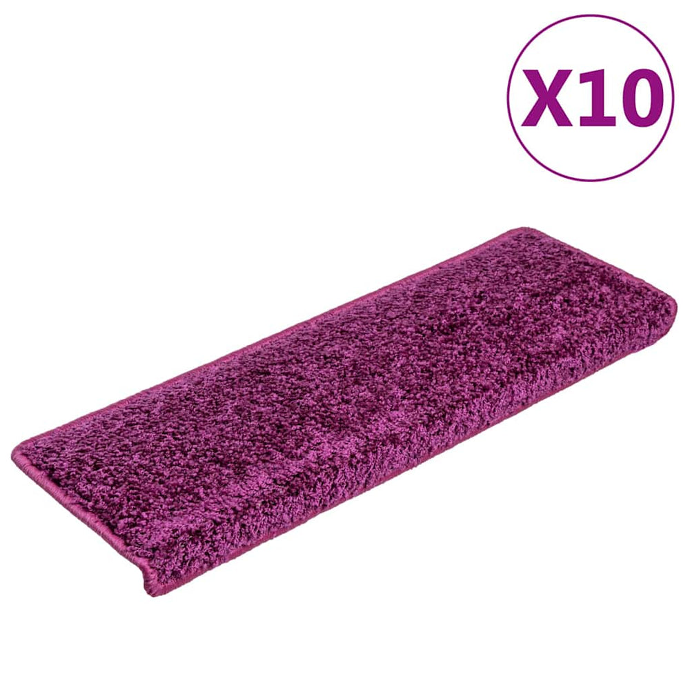 vidaXL Stair Mats 10 pcs. 65x21x4 cm Violet Rectangular Edge