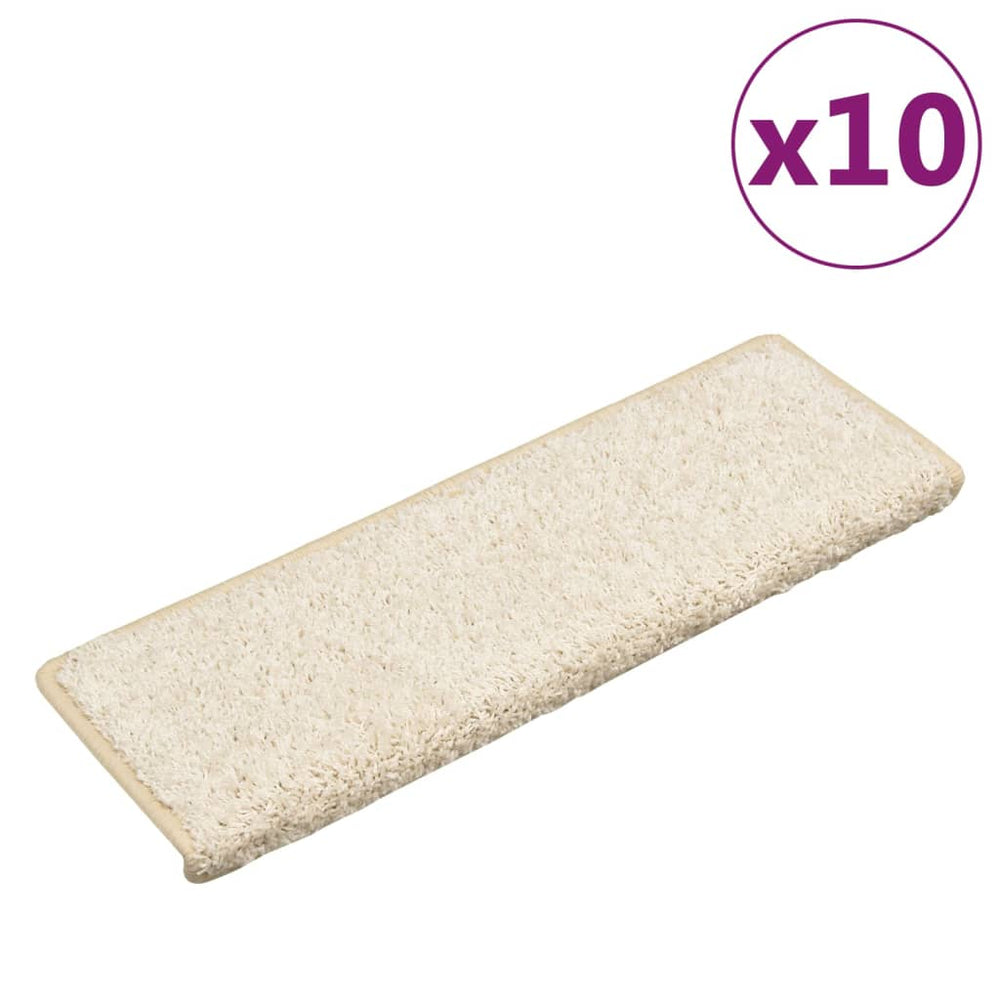 vidaXL Stair Mats 10 pcs. 65x21x4 cm White Rectangular Edge
