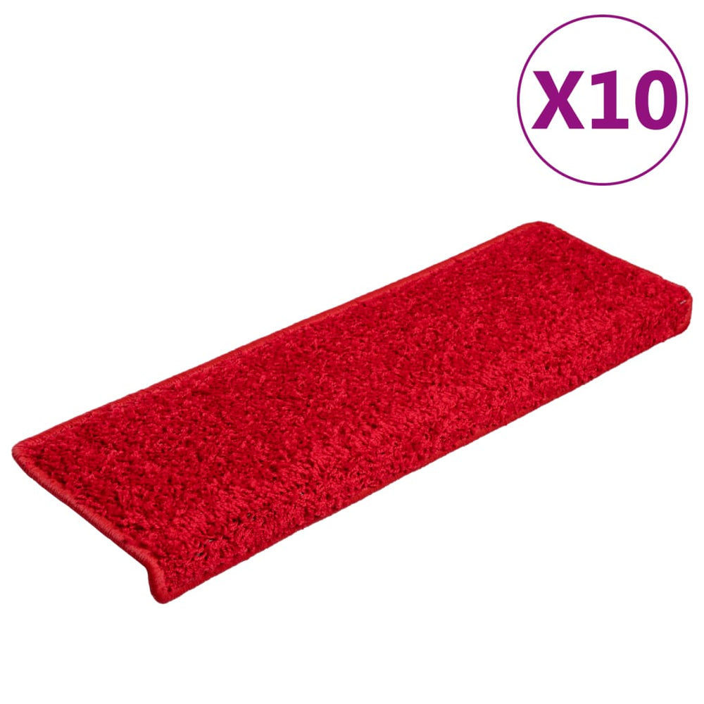 vidaXL Stair Mats 10 pcs. 65x21x4 cm Red Rectangular Edge