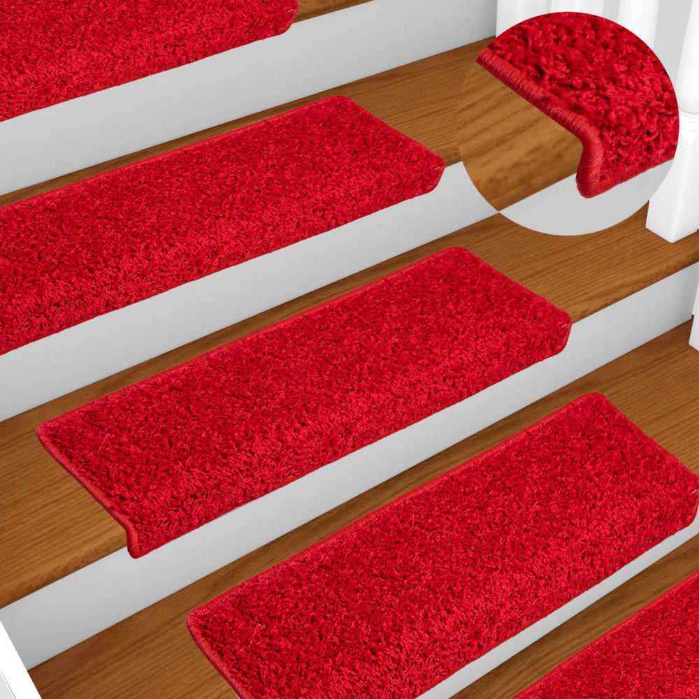 vidaXL Stair Mats 10 pcs. 65x21x4 cm Red Rectangular Edge