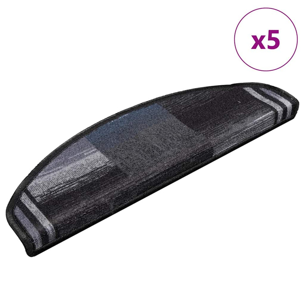 vidaXL Self-Adhesive Stair Mats 5 pcs 65x21x4 cm Black Grey