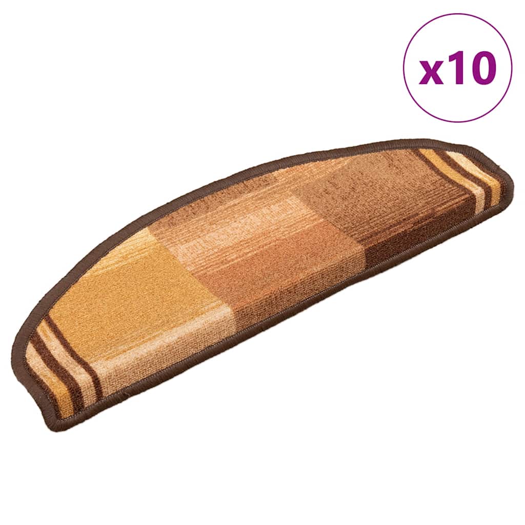 vidaXL Stair Mats Self-Adhesive 10 pcs 65x21x4 cm Brown
