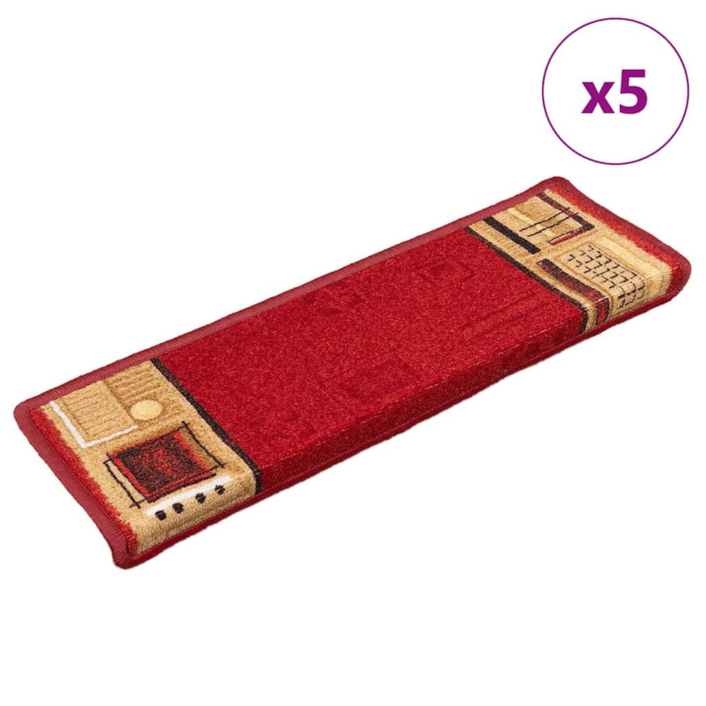 vidaXL Self-Adhesive Stair Treads 5 pcs. 65x21x4 cm Red