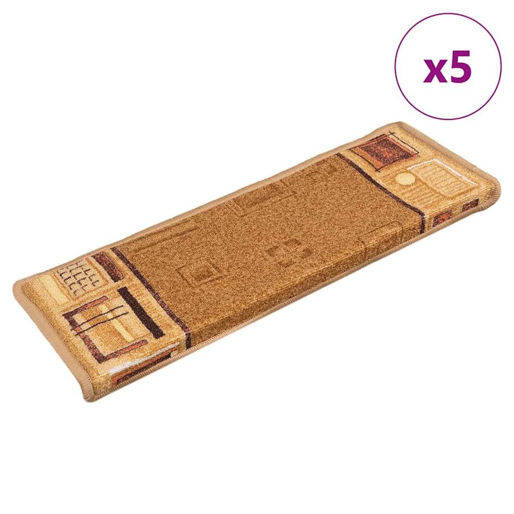vidaXL Self-Adhesive Stair Mats 5 pcs 65x21x4 cm Beige