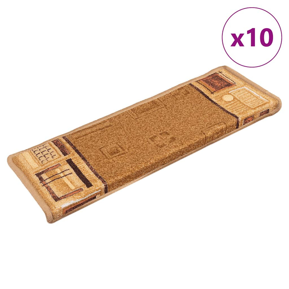 vidaXL Self-Adhesive Stair Treads 10 pcs 65x21x4 cm Beige