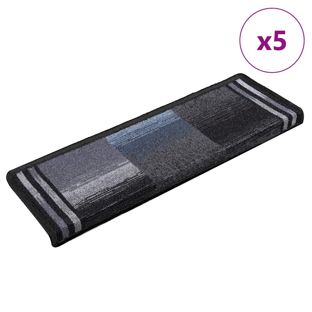 vidaXL Self-Adhesive Stair Mats 5 pcs 65x21x4 cm Black Grey