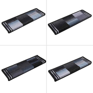 vidaXL Stair Mats Self-Adhesive 10 pcs 65x21x4 cm Black Grey