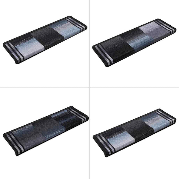 vidaXL Stair Mats Self-Adhesive 10 pcs 65x21x4 cm Black Grey