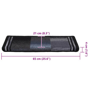 vidaXL Stair Mats Self-Adhesive 10 pcs 65x21x4 cm Black Grey
