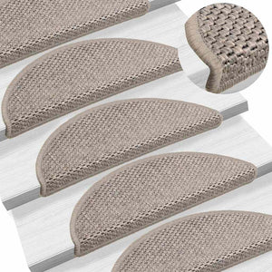 Selbstklebende Treppenmatten Sisal-Optik Silber 15er Set