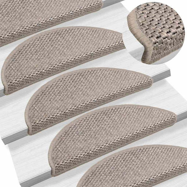 Selbstklebende Treppenmatten Sisal-Optik Silber 15er Set