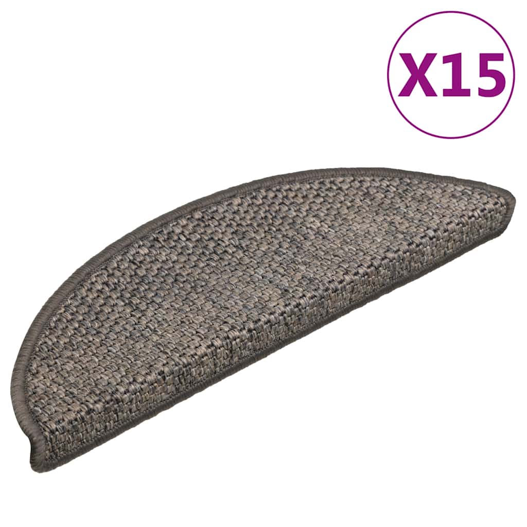Sisal Treppenmatten Selbstklebend Grau-Beige 15 Stk