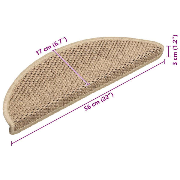Sisal Treppenmatten Selbstklebend Sand 15er Set