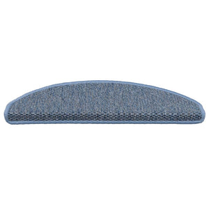 Selbstklebende Treppenmatten Sisal-Optik Blau, 15er Set