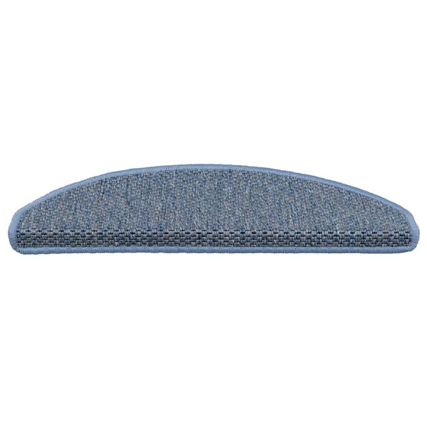 Selbstklebende Treppenmatten Sisal-Optik Blau, 15er Set