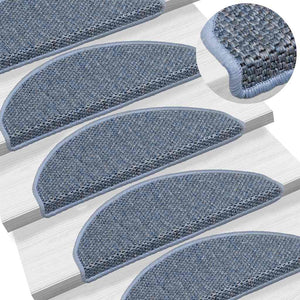 Selbstklebende Treppenmatten Sisal-Optik Blau, 15er Set