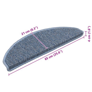 Selbstklebende Treppenmatten Sisal-Optik Blau, 15er Set