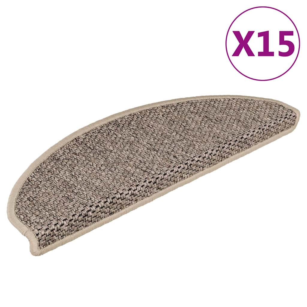Selbstklebende Treppenmatten Sisal Dunkelbeige, 15er Set