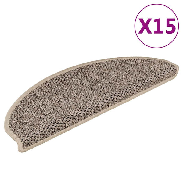 Selbstklebende Treppenmatten Sisal Dunkelbeige, 15er Set