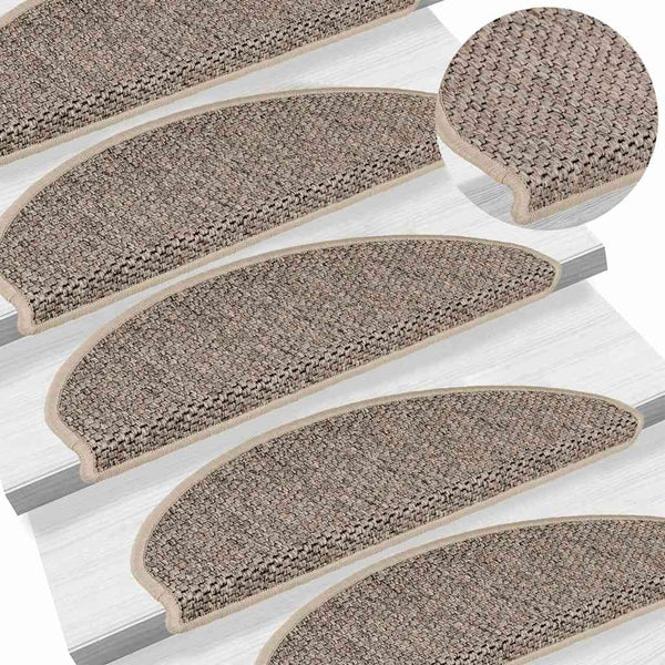 Selbstklebende Treppenmatten Sisal Dunkelbeige, 15er Set