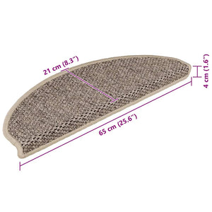Selbstklebende Treppenmatten Sisal Dunkelbeige, 15er Set