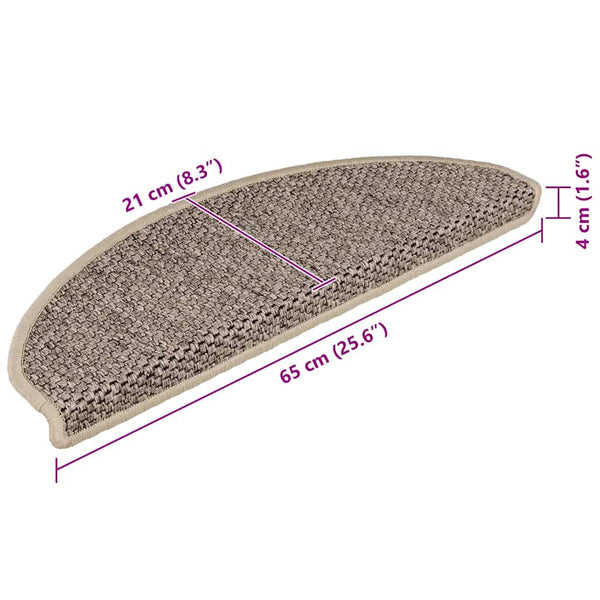 Selbstklebende Treppenmatten Sisal Dunkelbeige, 15er Set