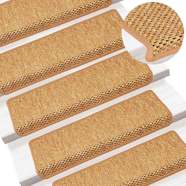 Selbstklebende Treppenmatten Sisal-Optik, 15er Set