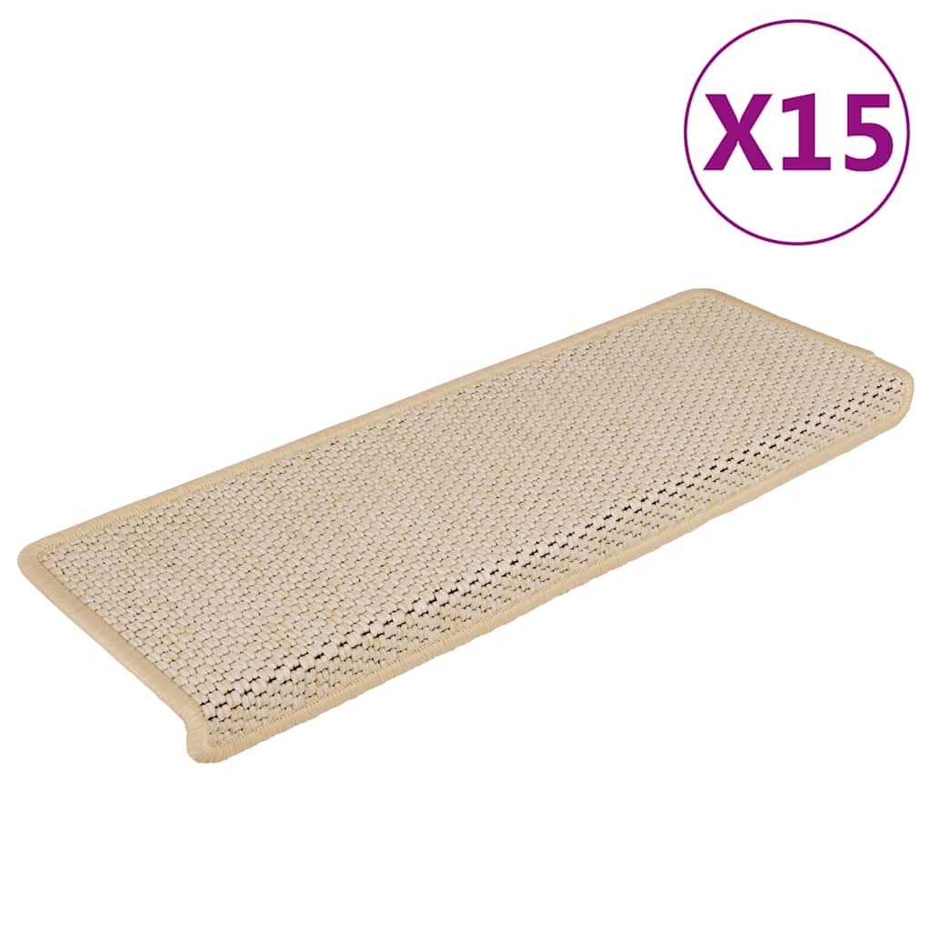 Selbstklebende Treppenmatten Sisal-Optik, 15er Set