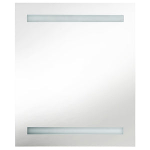 vidaXL LED Bathroom Mirror Cabinet White and Oak Look 50x14x60 cm