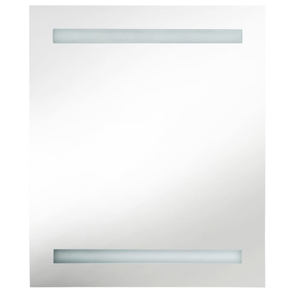vidaXL LED Bathroom Mirror Cabinet White and Oak Look 50x14x60 cm
