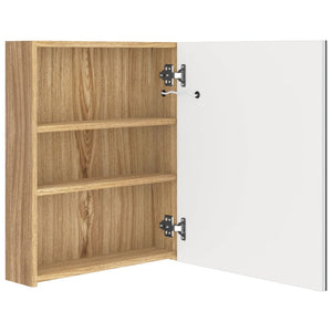 vidaXL LED Bathroom Mirror Cabinet White and Oak Look 50x14x60 cm