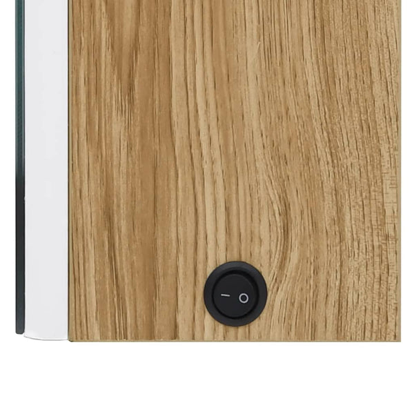 vidaXL LED Bathroom Mirror Cabinet White and Oak Look 50x14x60 cm
