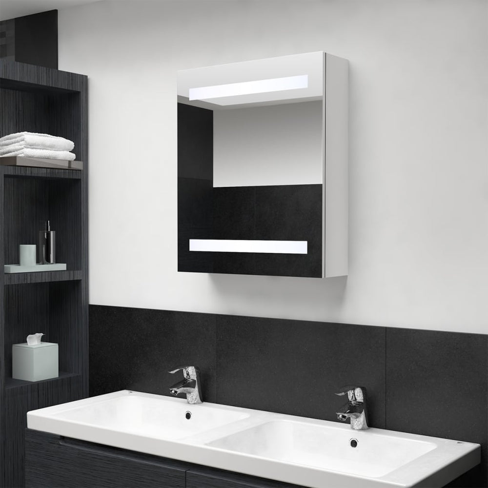 vidaXL LED Bathroom Mirror Cabinet High Gloss White 50x14x60 cm