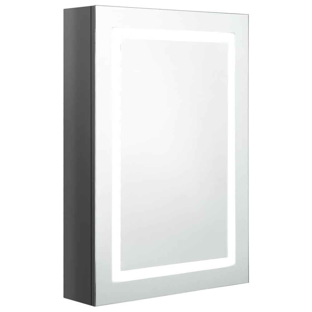 vidaXL LED Bathroom Mirror Cabinet High Gloss Grey 50x13x70 cm