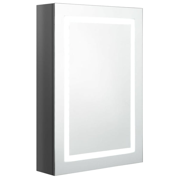 vidaXL LED Bathroom Mirror Cabinet High Gloss Grey 50x13x70 cm