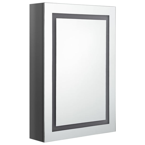vidaXL LED Bathroom Mirror Cabinet High Gloss Grey 50x13x70 cm